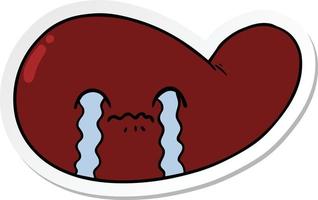 sticker of a cartoon gall bladder crying vector