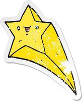 distressed sticker of a cartoon shooting star vector