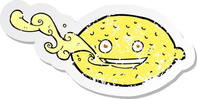 retro distressed sticker of a cartoon lemon vector