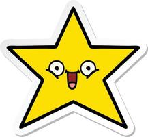 sticker of a cute cartoon gold star vector