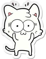 sticker of a cartoon surprised cat vector