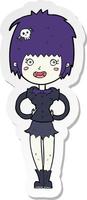 sticker of a cartoon happy vampire girl vector