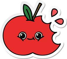 sticker of a cute cartoon apple vector
