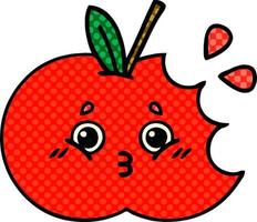 comic book style cartoon red apple vector