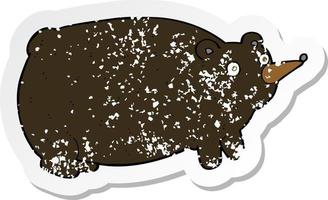 retro distressed sticker of a funny cartoon bear vector