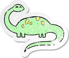 retro distressed sticker of a cartoon dinoaur vector