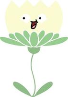 flat color retro cartoon flower vector