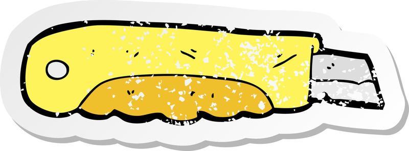 retro distressed sticker of a cartoon construction knife
