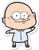 sticker of a cartoon bald man staring vector