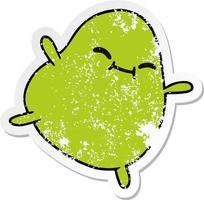 distressed sticker cartoon of a cute jumping bean vector