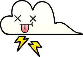 gradient shaded cartoon thunder cloud vector