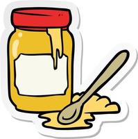 sticker of a cartoon jar of honey vector