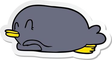 sticker of a penguin lying on belly vector