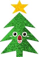 retro illustration style cartoon christmas tree vector