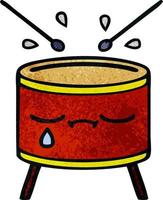 retro grunge texture cartoon crying drum vector