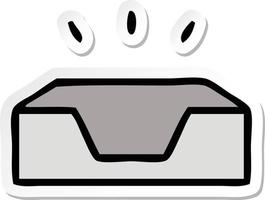 sticker of a cute cartoon empty in tray vector