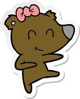 sticker of a female bear cartoon vector