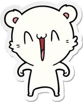 sticker of a happy polar bear cartoon vector