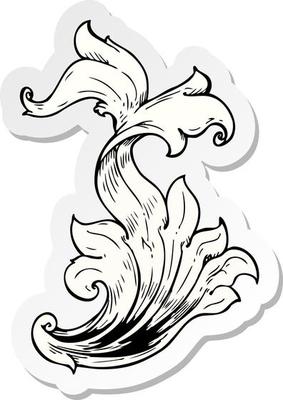 sticker of a traditional hand drawn floral swirl