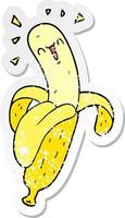 distressed sticker of a cartoon banana vector