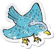 retro distressed sticker of a cartoon garden bird vector