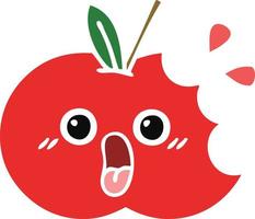 flat color retro cartoon red apple vector