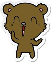 sticker of a happy cartoon bear vector