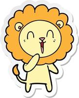 sticker of a laughing lion cartoon vector