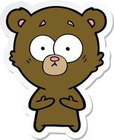 sticker of a surprised bear cartoon vector