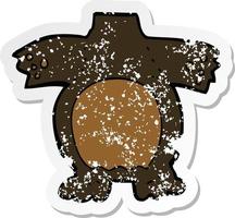 retro distressed sticker of a cartoon black bear body vector