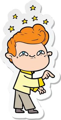 sticker of a cartoon excited man