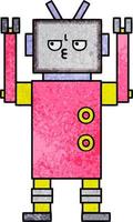 robot de dibujos animados de textura grunge retro vector