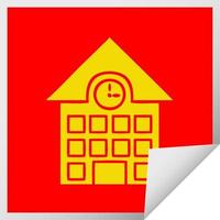 square peeling sticker cartoon town house vector