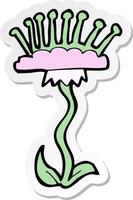 sticker of a cartoon flower vector