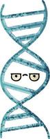 retro illustration style cartoon DNA strand vector