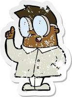 retro distressed sticker of a cartoon scientist vector