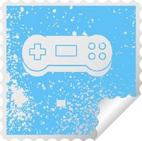 distressed square peeling sticker symbol game controller vector