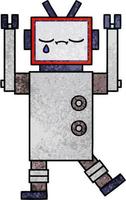 robot de dibujos animados de textura grunge retro vector