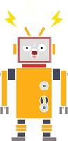 flat color retro cartoon broken robot vector