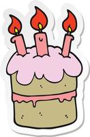 pegatina de un pastel de cumpleaños de dibujos animados vector