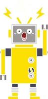 flat color retro cartoon robot vector