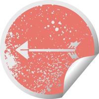 quirky distressed circular peeling sticker symbol arrow vector