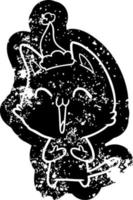 caricatura feliz icono angustiado de un gato con sombrero de santa vector