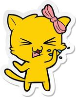 sticker of a cartoon cat vector