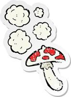 retro distressed sticker of a cartoon toadstool vector