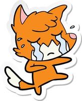 sticker of a crying fox cartoon dancing vector