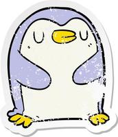 distressed sticker of a cartoon penguin vector