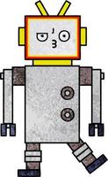 robot de dibujos animados de textura grunge retro vector