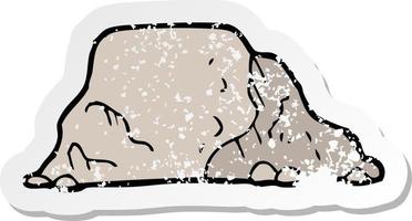 retro distressed sticker of a cartoon rock vector