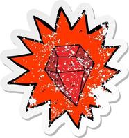 retro distressed sticker of a cartoon huge ruby vector